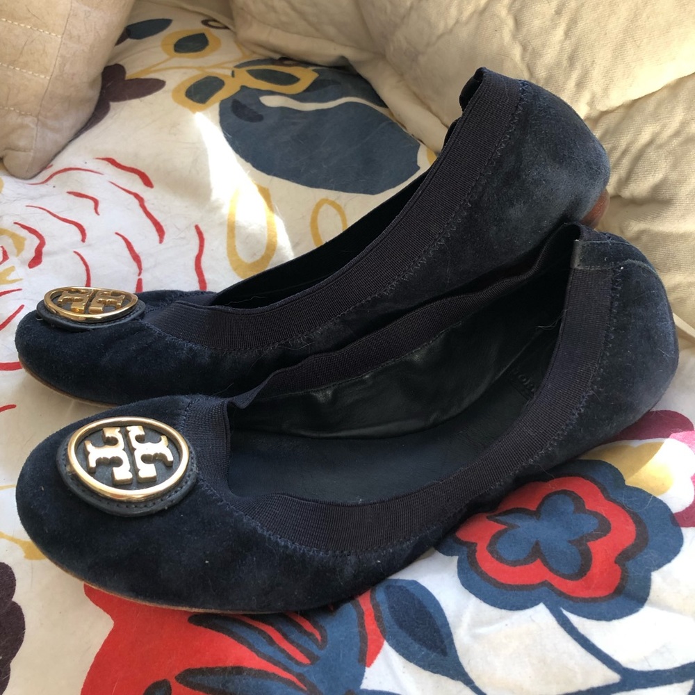 Authentic Tory Burch Ballet Flats - Navy Suede